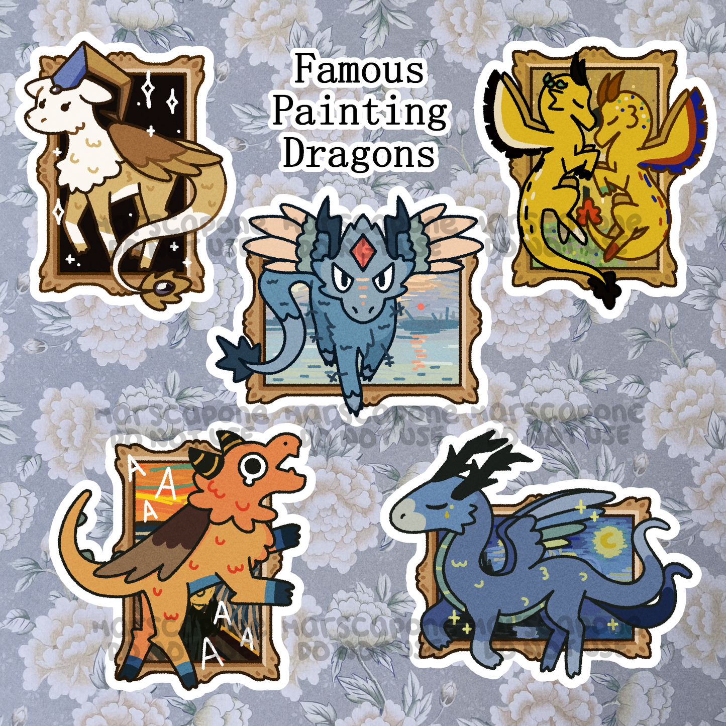Famous Painting Dragon Stickers